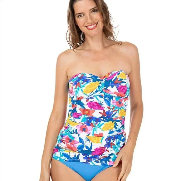 Bleu Rod Beattie A Place In The Sun Twist Front Tankini Top and Bottom Size 14 - Picture 2 of 12